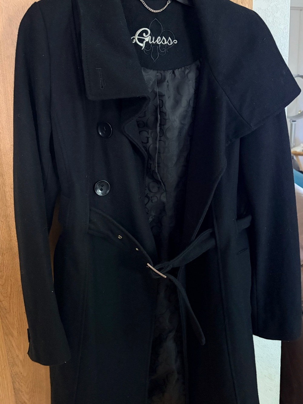 Guess Women's Black Belted Trench Coat